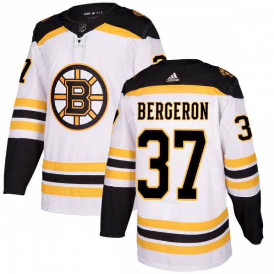 Men's Adidas Boston Bruins #37 Patrice Bergeron Authentic White Away NHL Jersey - Ujersey
