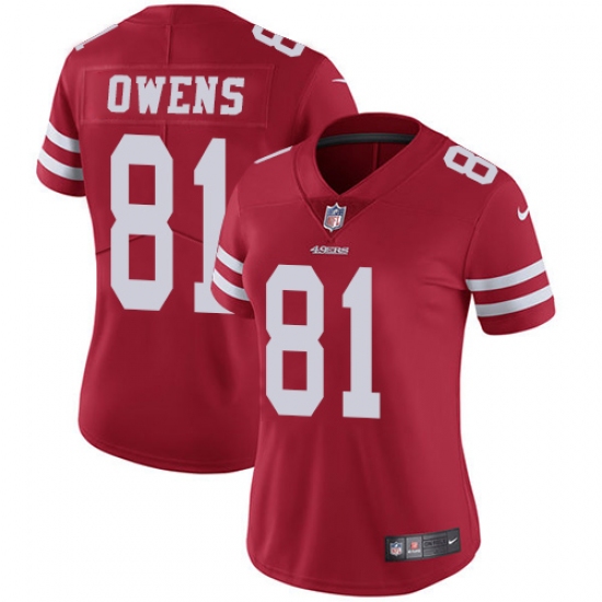 Women's Nike San Francisco 49ers #81 Terrell Owens Red Team Color Vapor Untouchable Limited Player NFL Jersey - Ujersey