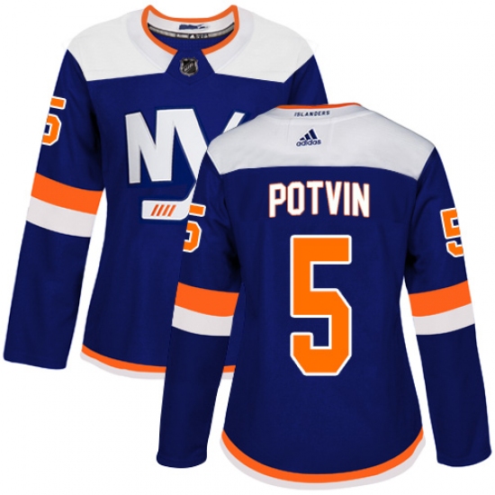 Women's Adidas New York Islanders #5 Denis Potvin Premier Blue Alternate NHL Jersey - Ujersey