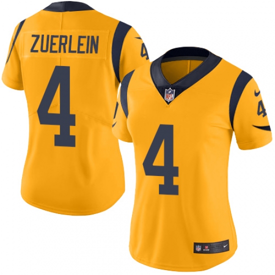 Women's Nike Los Angeles Rams #4 Greg Zuerlein Limited Gold Rush Vapor Untouchable NFL Jersey - Ujersey