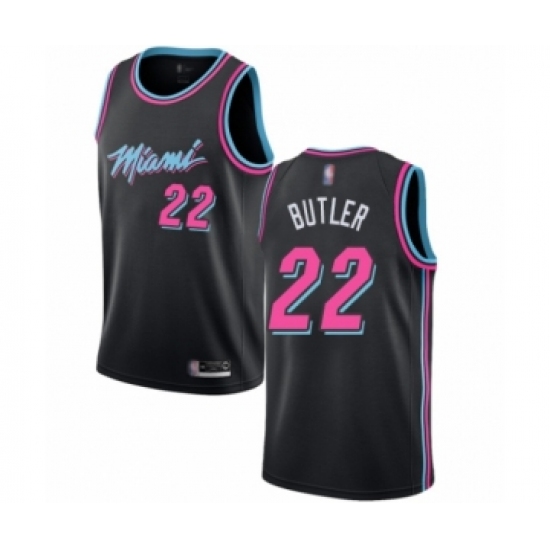 Men's Miami Heat #22 Jimmy Butler Authentic Black Basketball Jersey - City Edition - Ujersey