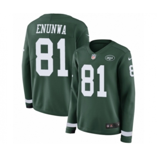 Women's Nike New York Jets #81 Quincy Enunwa Limited Green Therma Long Sleeve NFL Jersey - Ujersey