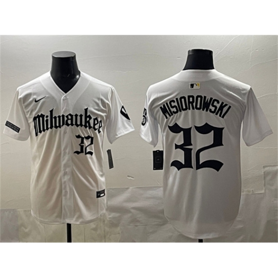 Men's Milwaukee Brewers #32 Jacob Misiorowski White 'Gothic 414 Shadows Edition' Vapor Premier Limited Stitched Jersey - Ujersey