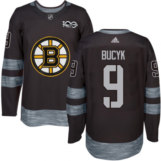 Men's Adidas Boston Bruins #9 Johnny Bucyk Authentic Black 1917-2017 100th Anniversary NHL Jersey - Ujersey