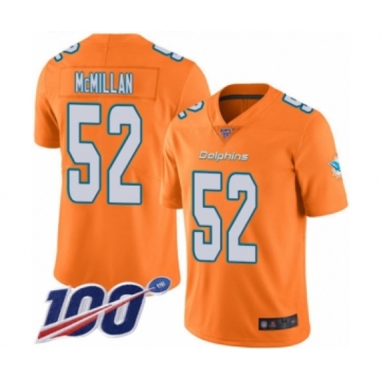 Men's Miami Dolphins #52 Raekwon McMillan Limited Orange Rush Vapor Untouchable 100th Season Football Jersey - Ujersey
