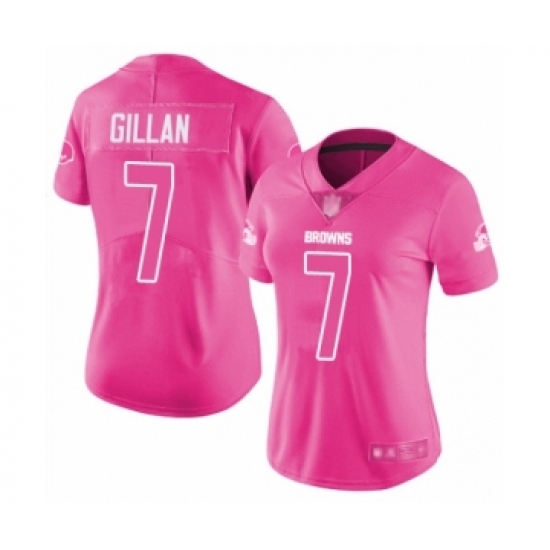 Women's Cleveland Browns #7 Jamie Gillan Limited Pink Rush Fashion Football Jersey - Ujersey