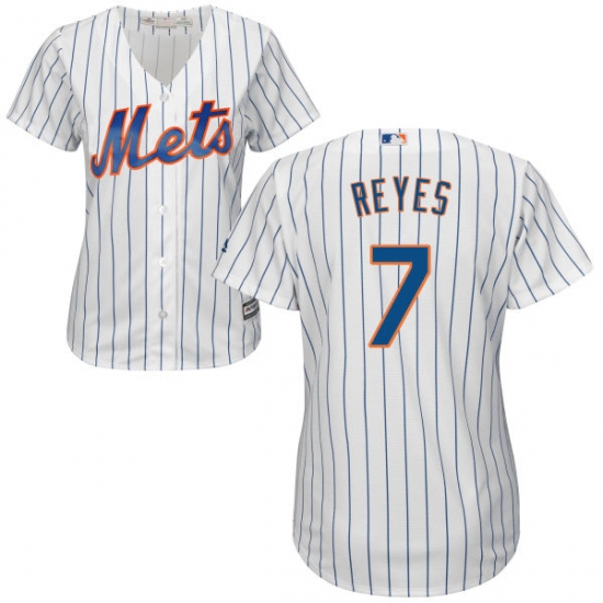 Women's Majestic New York Mets #7 Jose Reyes Authentic White Home Cool Base MLB Jersey - Ujersey