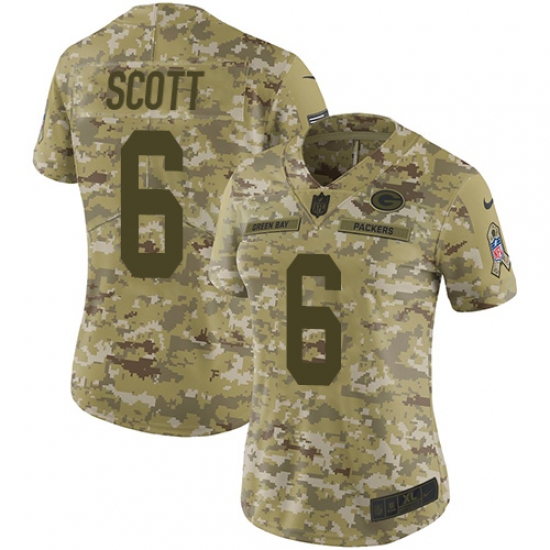 Women's Nike Green Bay Packers #6 JK Scott Limited Camo 2018 Salute to Service NFL Jersey - Ujersey