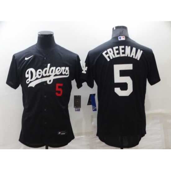 Men's Nike Los Angeles Dodgers #5 Freddie Freeman Black Jersey - Ujersey