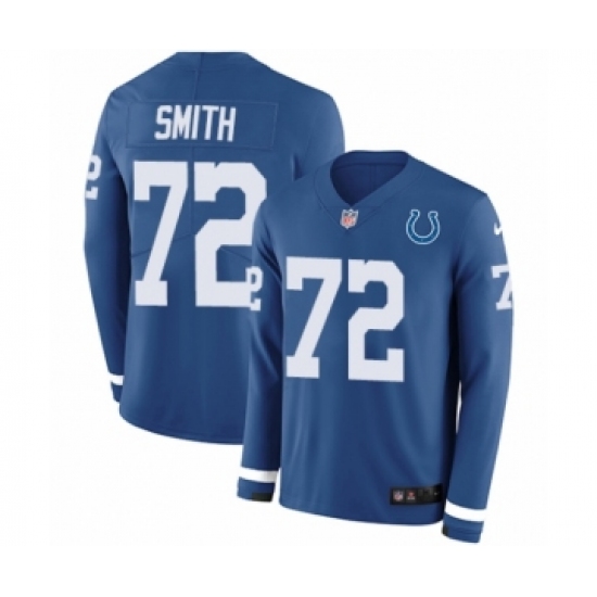 Youth Nike Indianapolis Colts #72 Braden Smith Limited Blue Therma Long Sleeve NFL Jersey - Ujersey