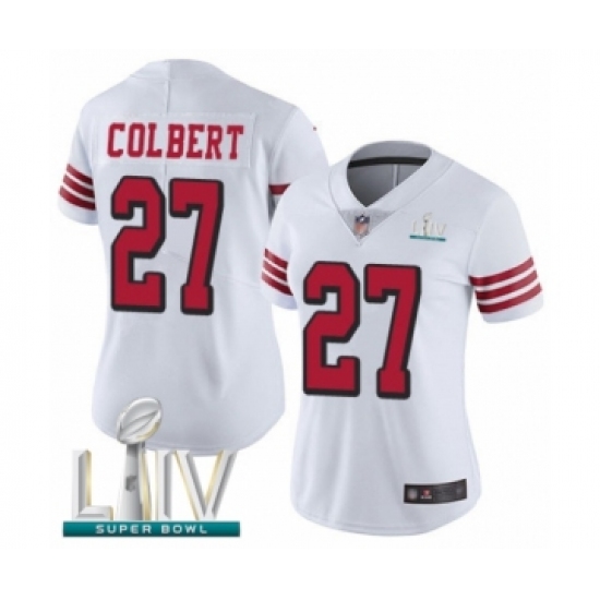 Women's San Francisco 49ers #27 Adrian Colbert Limited White Rush Vapor Untouchable Super Bowl LIV Bound Football Jersey - Ujersey