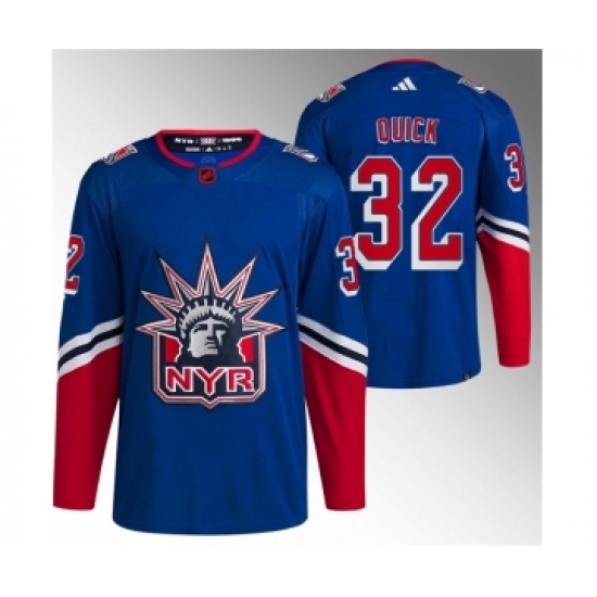 Men's New York Rangers #32 Jonathan Quick Blue Reverse Retro Stitched Jersey - Ujersey