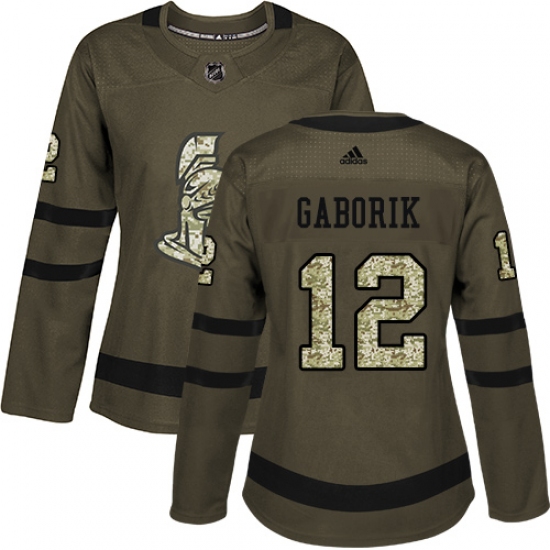 Women's Adidas Ottawa Senators #12 Marian Gaborik Authentic Green Salute to Service NHL Jersey - Ujersey