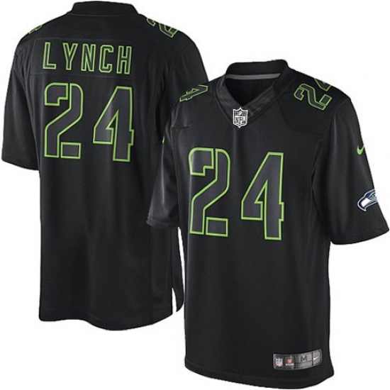Men's Nike Seattle Seahawks #24 Marshawn Lynch Limited Black Impact NFL Jersey - Ujersey