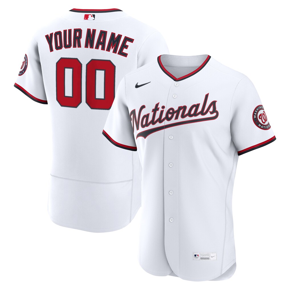 Men's Washington Nationals Nike White Home Authentic Custom Jersey - ujerseystore