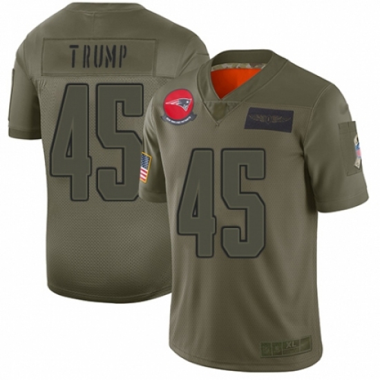 Men's New England Patriots #45 Donald Trump Limited Camo 2019 Salute to Service Football Jersey - Ujersey