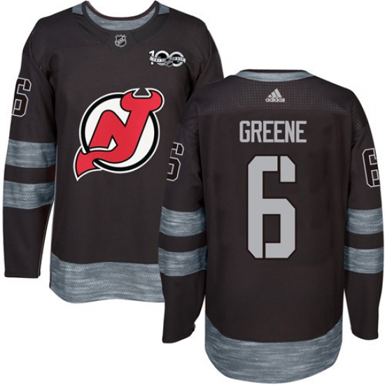 Men's Adidas New Jersey Devils #6 Andy Greene Authentic Black 1917-2017 100th Anniversary NHL Jersey - Ujersey