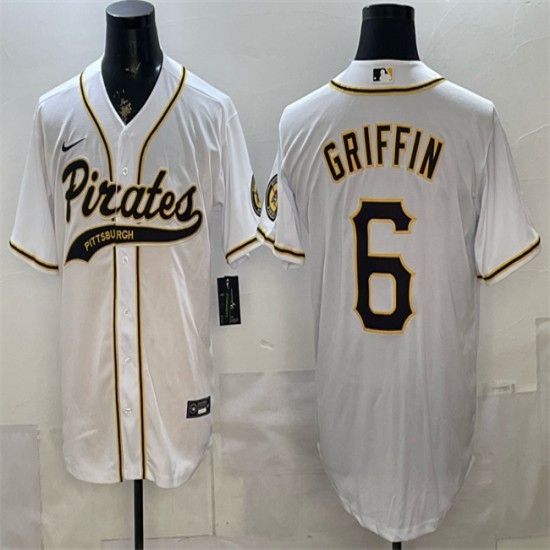 Men's Pittsburgh Pirates #6 Konnor Griffin White Cool Base Stitched Baseball Jersey - Ujersey