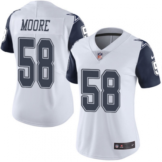 Women's Nike Dallas Cowboys #58 Damontre Moore Limited White Rush Vapor Untouchable NFL Jersey - Ujersey