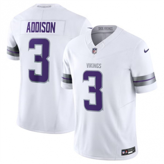 Men's Minnesota Vikings #3 Jordan Addison White F.U.S.E. Winter Warrior Limited Football Stitched Jersey - Ujersey
