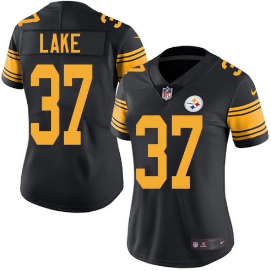 Women's Nike Pittsburgh Steelers #37 Carnell Lake Limited Black Rush Vapor Untouchable NFL Jersey - Ujersey