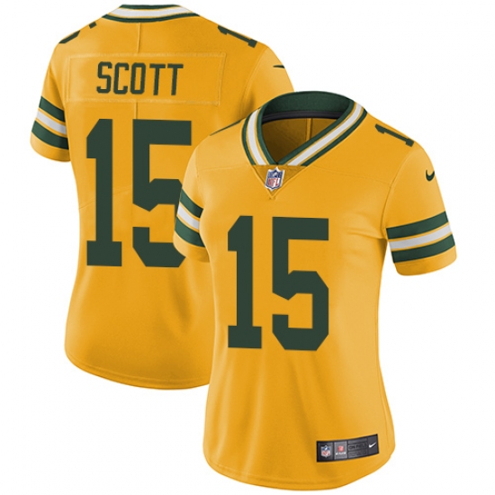 Women's Nike Green Bay Packers #15 JK Scott Limited Gold Rush Vapor Untouchable NFL Jersey - Ujersey