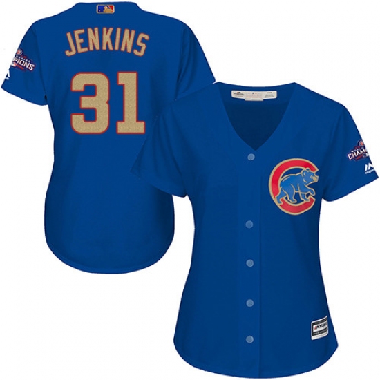 Women's Majestic Chicago Cubs #31 Fergie Jenkins Authentic Royal Blue 2017 Gold Champion MLB Jersey - Ujersey