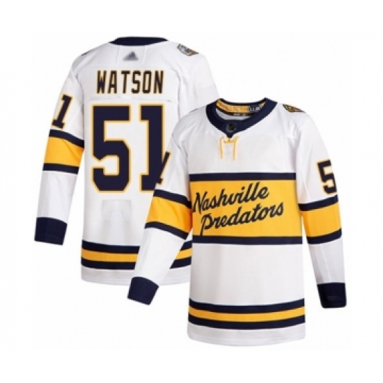Men's Nashville Predators #51 Austin Watson Authentic White 2020 Winter Classic Hockey Jersey - Ujersey