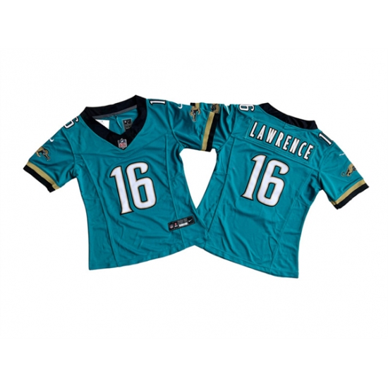 Women's Jacksonville Jaguars #16 Trevor Lawrence Teal 2024 F.U.S.E. Prowler Throwback Vapor Limited Football Stitched Jersey(Run Small) - Ujersey