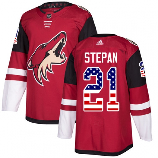 Men's Adidas Arizona Coyotes #21 Derek Stepan Authentic Red USA Flag Fashion NHL Jersey - Ujersey
