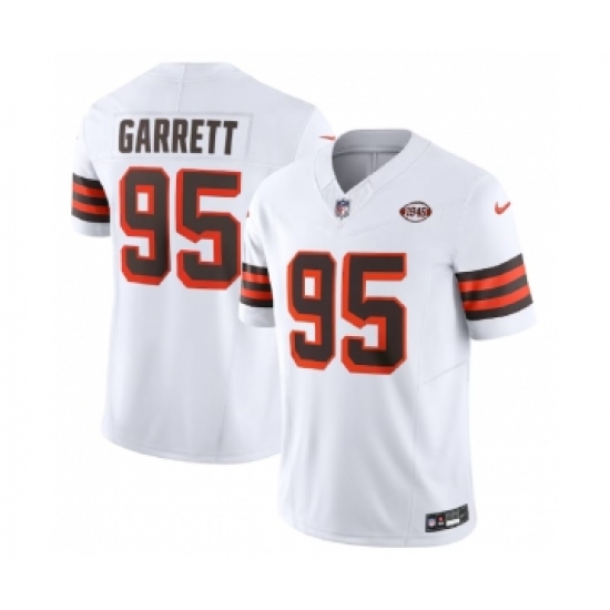 Men's Nike Cleveland Browns #95 Myles Garrett White 2023 F.U.S.E. 1946 Collection Vapor Untouchable Limited Football Stitched Jersey - Ujersey