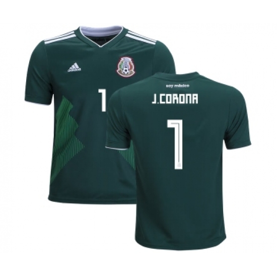 Mexico #1 J.Corona Home Kid Soccer Country Jersey
