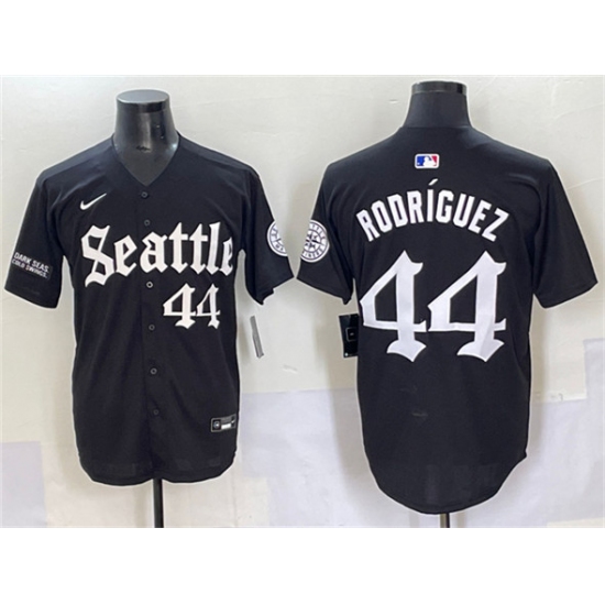 Men's Seattle Mariners #44 Julio Rodríguez Black 'Deep Sea Gothic Edition' Vapor Premier Limited Stitched Baseball Jersey - Ujersey