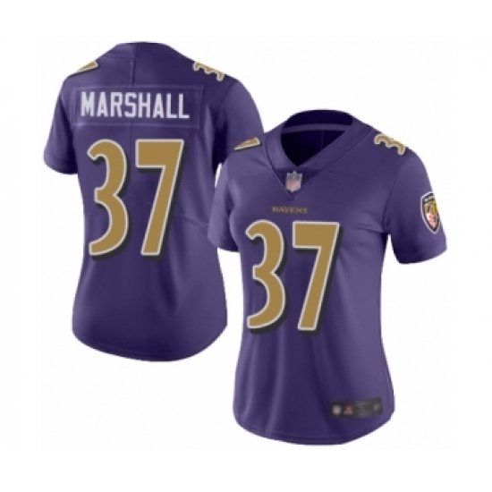 Women's Baltimore Ravens #37 Iman Marshall Limited Purple Rush Vapor Untouchable Football Jersey - Ujersey