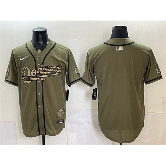 Men's Los Angeles Dodgers Blank Olive 2026 Armed Forces Day Stitched Baseball Jersey - Ujersey