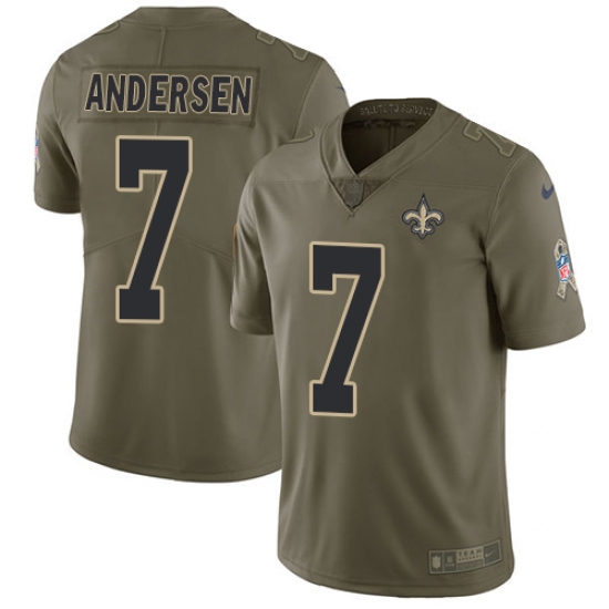 Youth Nike New Orleans Saints #7 Morten Andersen Limited Olive 2017 Salute to Service NFL Jersey - Ujersey