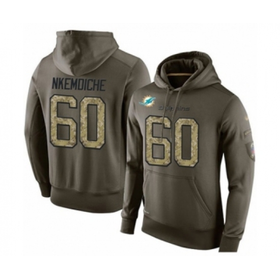 Football Miami Dolphins #60 Robert Nkemdiche Green Salute To Service Men's Pullover Hoodie - Ujersey