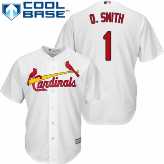 Men's Majestic St. Louis Cardinals #1 Ozzie Smith Replica White Home Cool Base MLB Jersey