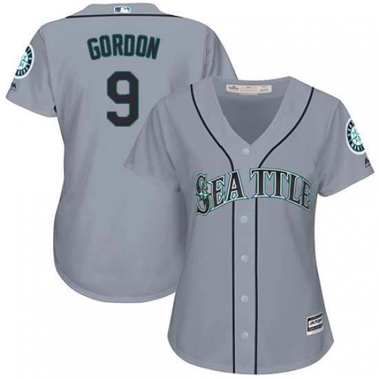 Women's Majestic Seattle Mariners #9 Dee Gordon Authentic Grey Road Cool Base MLB Jersey - Ujersey