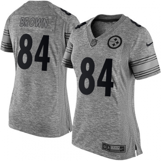 Women's Nike Pittsburgh Steelers #84 Antonio Brown Limited Gray Gridiron NFL Jersey - Ujersey