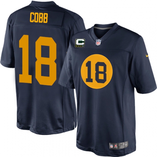 Youth Nike Green Bay Packers #18 Randall Cobb Elite Navy Blue Alternate C Patch NFL Jersey - Ujersey