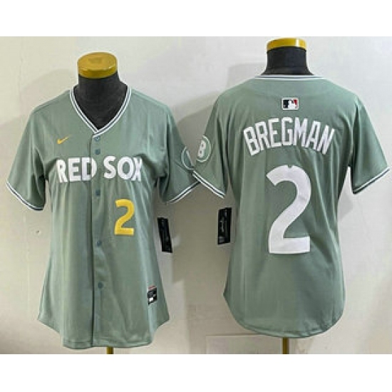 Women's Boston Red Sox #2 Alex Bregman Light Green 2025 City Connect Player Name Limited Jersey - Ujersey