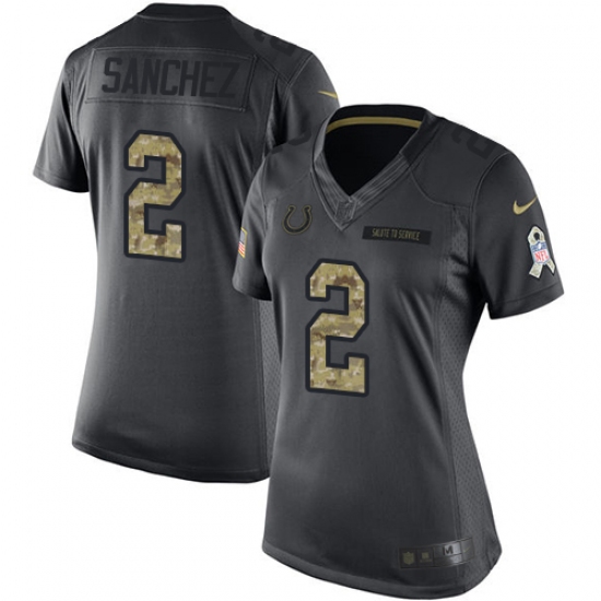 Women's Nike Indianapolis Colts #2 Rigoberto Sanchez Limited Black 2016 Salute to Service NFL Jersey - Ujersey
