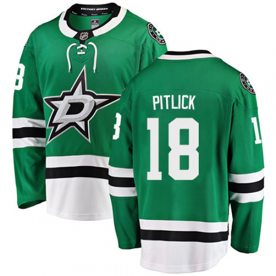 Men's Dallas Stars #18 Tyler Pitlick Fanatics Branded Green Home Breakaway NHL Jersey