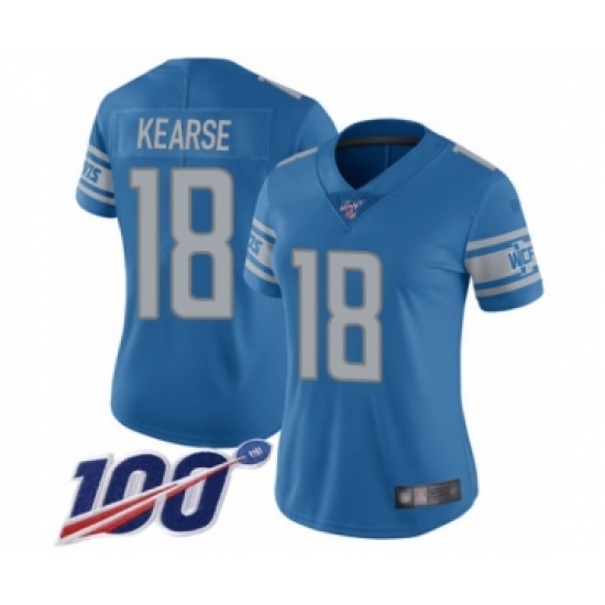 Women's Detroit Lions #18 Jermaine Kearse Blue Team Color Vapor Untouchable Limited Player 100th Season Football Jersey - Ujersey