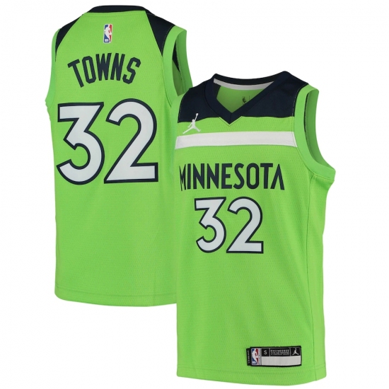 Youth Minnesota Timberwolves #32 Karl-Anthony Towns Jordan Brand Green 2020-21 Swingman Player Jersey - Ujersey