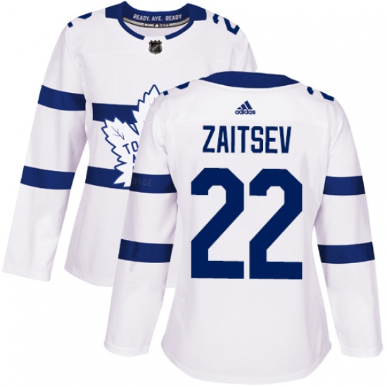 Women's Adidas Toronto Maple Leafs #22 Nikita Zaitsev Authentic White 2018 Stadium Series NHL Jersey - Ujersey