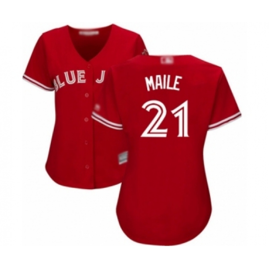 Women's Toronto Blue Jays #21 Luke Maile Authentic Scarlet Alternate Baseball Player Jersey - Ujersey