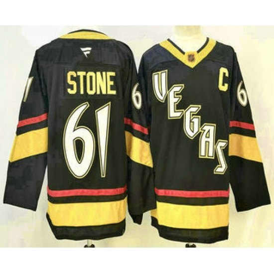 Men's Vegas Golden Knights #61 Mark Stone Black Reverse Retro Authentic Jersey - Ujersey