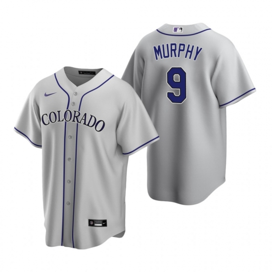 Men's Nike Colorado Rockies #9 Daniel Murphy Gray Road Stitched Baseball Jersey - Ujersey